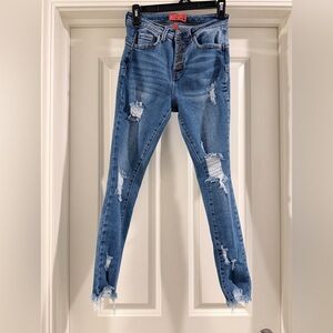 Wax Jean Women's Distressed Skinny Jeans - Blue